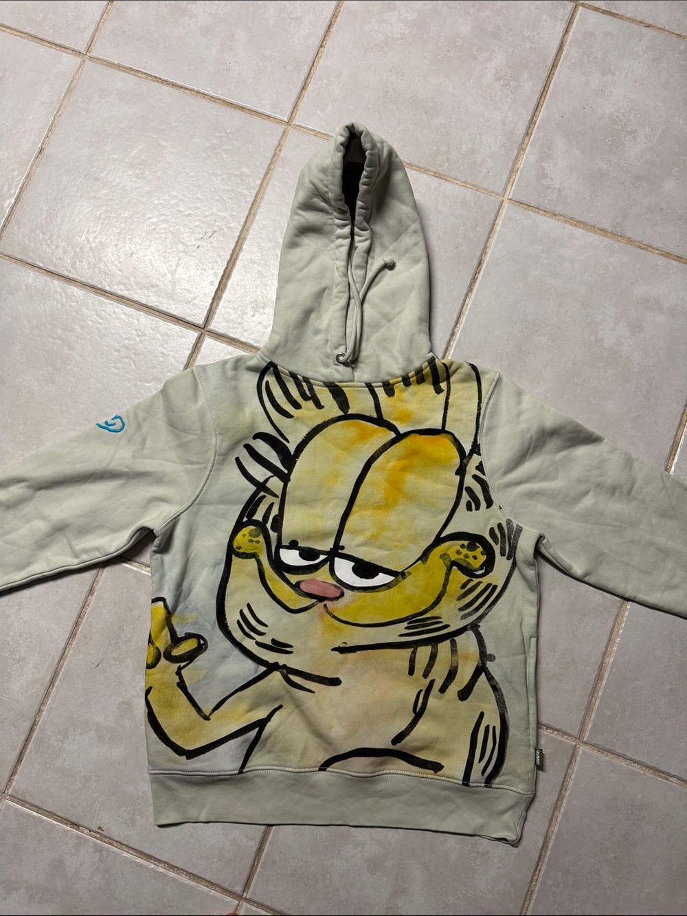 Marc Jacobs Light Green Hoodie with Yellow Garfield Graphic